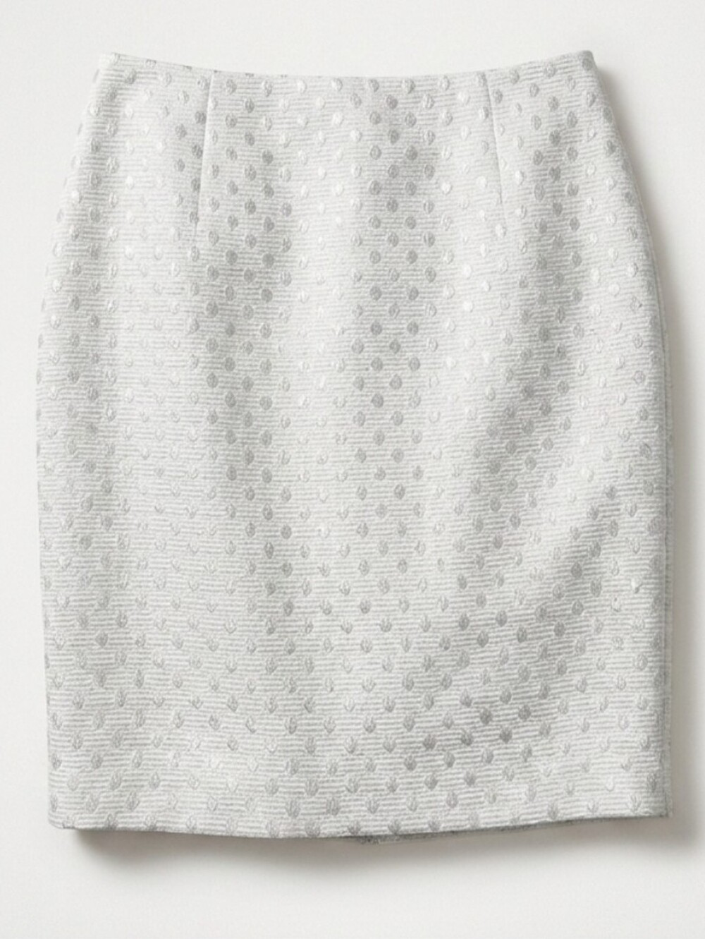 Ann Taylor White Textured Pencil Skirt with Silver Dots Metallic Size 4p